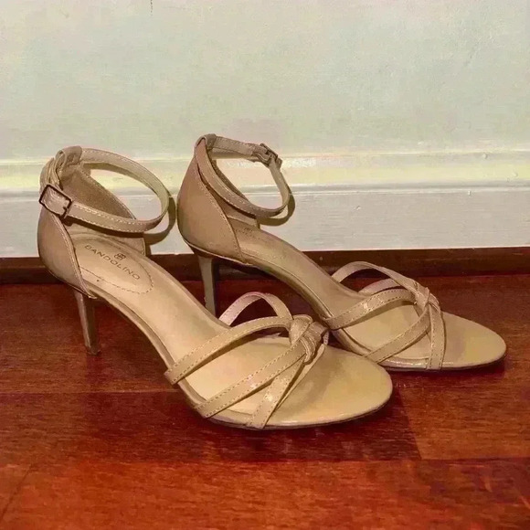 Patent Beige Strappy Stilleto 3 in heel, Badolino, May 2, worn once, US 8.5 - Picture 1 of 7